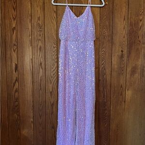 SHEIN Lavender Sequin Spaghetti Strap Jumpsuit